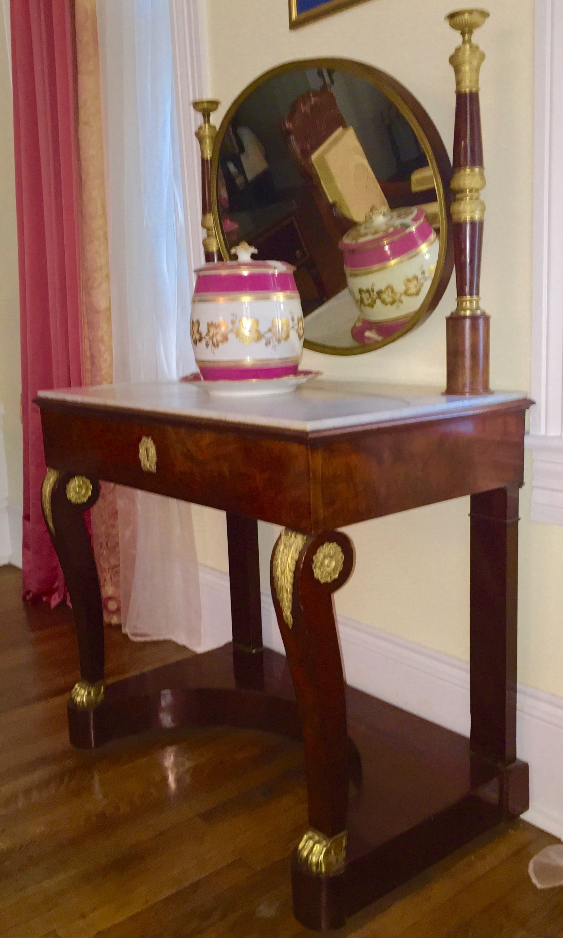 French Empire dressing table in  Mahogany purchased from ANAF.  Stamped Jacob D. R. Meslee